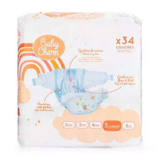 Baby Charm Super Dry Flex 5 Junior méret, 11-16 kg (34 db) Baby Charm Super Dry Flex 5 Junior méret, 11-16 kg (34 db)