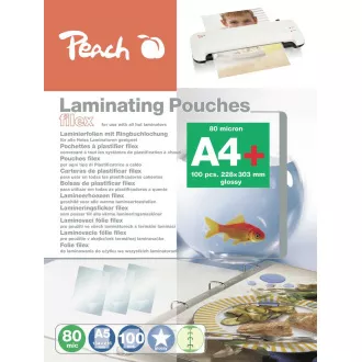 PEACH lamináló fólia A4 (228x303mm), 80mic, fényes, eurofold, 100 db