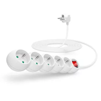 CONNECT IT hosszabbító kábel 230 V, 5 aljzat, 5 m, kapcsolóval (fehér) CONNECT IT hosszabbító kábel 230 V, 5 aljzat, 5 m, kapcsolóval (fehér)