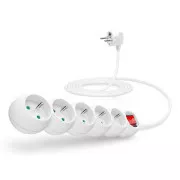 CONNECT IT hosszabbító kábel 230 V, 5 aljzat, 3 m, kapcsolóval (fehér)