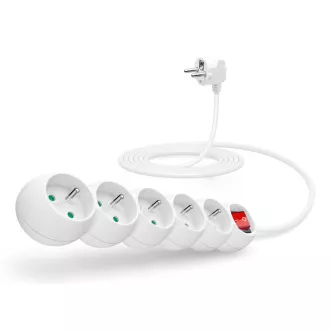 CONNECT IT hosszabbító kábel 230 V, 5 aljzat, 3 m, kapcsolóval (fehér)