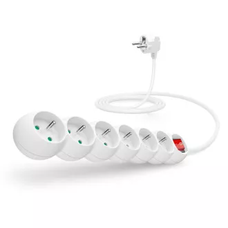 CONNECT IT hosszabbító kábel 230 V, 6 aljzat, 2 m, kapcsolóval (fehér)