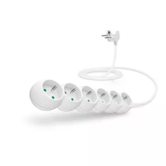 CONNECT IT hosszabbító kábel 230 V, 6 aljzat, 2 m, kapcsoló nélkül (fehér)