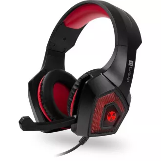 CONNECT IT BATTLE RNBW Ed. 2 játék headset mikrofonnal, USB, 3,5 mm-es csatlakozó, FEKETE és VÖRÖS