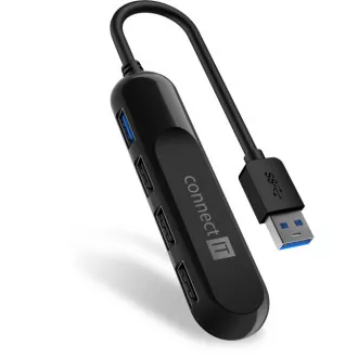 CONNECT IT USB-A hub USB 3.0, külső, FEKETE