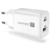CONNECT IT Wanderer2 GaN töltőadapter 1×USB-C   1xUSB-A, 33W PD, FEHÉR
