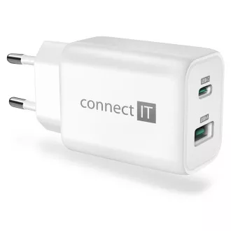 CONNECT IT Wanderer2 GaN töltőadapter 1×USB-C   1xUSB-A, 33W PD, FEHÉR