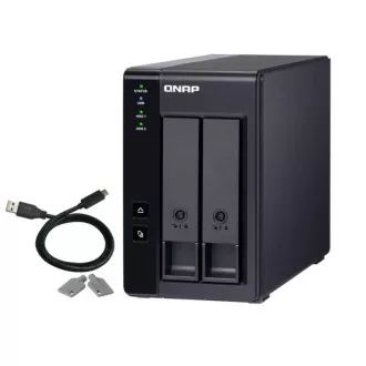 QNAP 2 rekeszes 3,5" SATA HDD USB 3.1 Gen2 10Gbps C típusú hardveres RAID külső ház. USB-C-USB-A kábelt tartalmaz. Bővítő egység