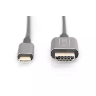 Digitus USB-C HDMI kábel adapter, 1,8 m 4K/30 Hz, fekete, fém borítással