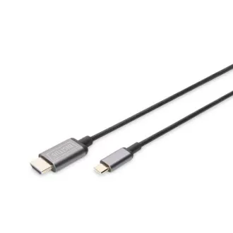 Digitus USB-C HDMI kábel adapter, 1,8 m 4K/30 Hz, fekete, fém borítással