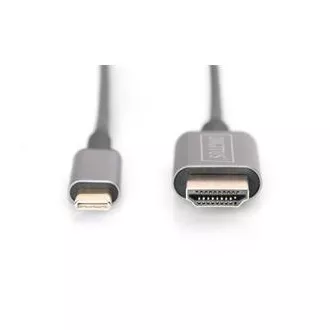 Digitus USB-C HDMI kábel adapter, 1,8 m 4K/30 Hz, fekete, fém borítással