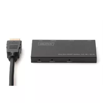Digitus Ultra Thin HDMI elosztó, 1x2, 4K/60Hz HDR, HDCP 2.2, 18 Gbps, Micro USB tápellátás