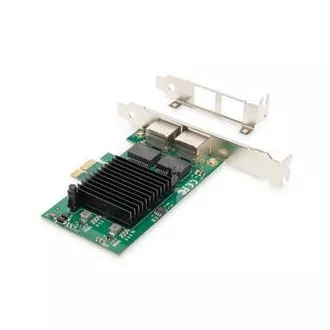 Digitus Gigabit Ethernet PCI Express kártya, kétportos 32 bites alacsony profilú tartó, Intel lapkakészlet