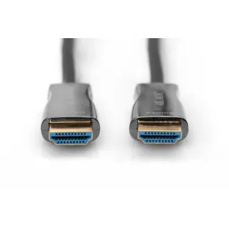 Digitus AOC HDMI csatlakozókábel hibrid üvegszállal, A típus M/M, 10 m, UHD 4K@60 Hz, CE, arany, kék