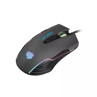Fury Gaming Mouse Hustler, játék, 6400DPI, USB, optikai, vezetékes, RGB, 7 gomb, kábel hossza 1,6m, fekete