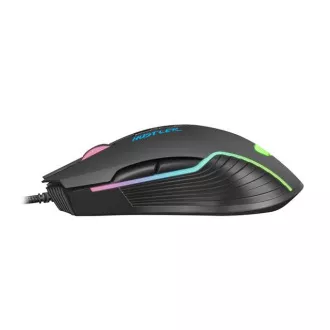 Fury Gaming Mouse Hustler, játék, 6400DPI, USB, optikai, vezetékes, RGB, 7 gomb, kábel hossza 1,6m, fekete