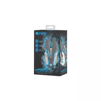 Fury Gaming Mouse Warrior, játék, 3200DPI, USB, optikai, vezetékes, RGB, 6 gomb, kábel hossza 1,5m, fekete