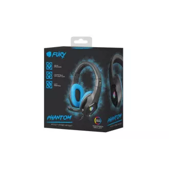 Fury Gaming Headset mikrofonnal Phantom, vezetékes, RGB, USB, 3.5mm-es jack csatlakozó, kábel hossza 2m, fekete Fury Gaming Headset mikrofonnal Phantom, vezetékes, RGB, USB, 3.5mm-es jack csatlakozó, kábel hossza 2m, fekete