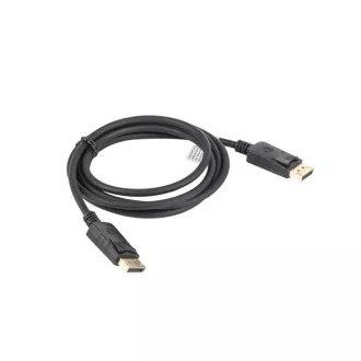 LANBERG DisplayPort 1.2 M/M csatlakozókábel, 4K@60Hz, 1,8 m hosszú, fekete, reteszeléssel, aranyozott csatlakozókkal