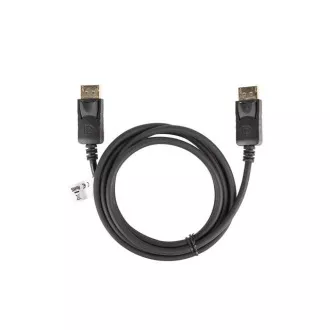 LANBERG DisplayPort 1.2 M/M csatlakozókábel, 4K@60Hz, 1,8 m hosszú, fekete, reteszeléssel, aranyozott csatlakozókkal