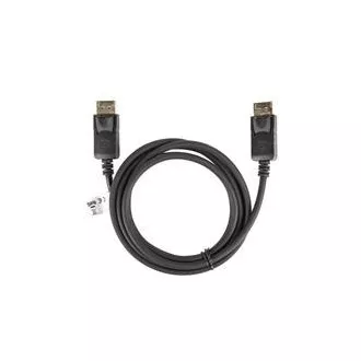 LANBERG DisplayPort 1.2 M/M csatlakozókábel, 4K@60Hz, 1,8 m hosszú, fekete, reteszeléssel, aranyozott csatlakozókkal