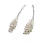 LANBERG USB-A (M) - USB-B (M) 2.0 kábel 1,8m, átlátszó