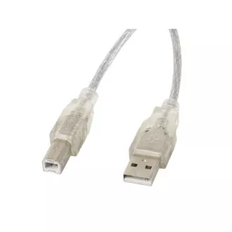 LANBERG USB-A (M) - USB-B (M) 2.0 kábel 1,8m, átlátszó
