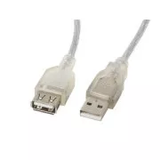 LANBERG USB-A M/F 2.0 kábel 1,8m, átlátszó