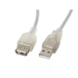 LANBERG USB-A M/F 2.0 kábel 1,8m, átlátszó