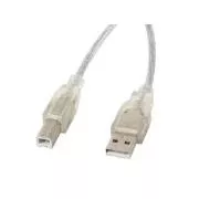LANBERG USB-A (M) - USB-B (M) 2.0 kábel 3m, átlátszó