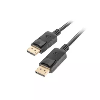 LANBERG DisplayPort 1.2 M/M csatlakozókábel, 4K@60Hz, 1 m hosszú, fekete, reteszeléssel, aranyozott csatlakozókkal LANBERG DisplayPort 1.2 M/M csatlakozókábel, 4K@60Hz, 1 m hosszú, fekete, reteszeléssel, aranyozott csatlakozókkal