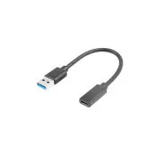 LANBERG USB-C (F) 3.1 és USB-A (M) közötti 15cm-es kábel, fekete színű