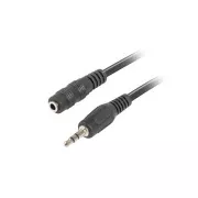 LANBERG Minijack 3,5 mm-es M/F 3 PIN kábel 5m, fekete