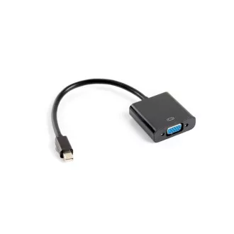 LANBERG mini DisplayPort 1.2 VGA adapter, M/F, 20cm-es kábel, fekete
