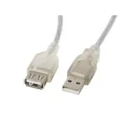 LANBERG USB-A M/F 2.0 kábel 5m, átlátszó