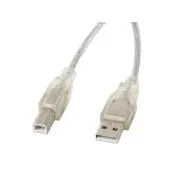 LANBERG USB-A (M) - USB-B (M) 2.0 kábel 5m, átlátszó