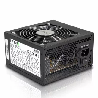 EVOLVEO Pulse 500ATX, tápegység 500W, ATX 2.2, 2× PCIe, aPFC, csendes 120mm-es ventilátor, 4x SATA, ömlesztett, 3 év garancia, fekete színű