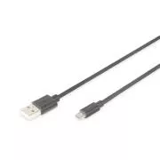 Digitus USB 2.0 kábel USB A hím USB micro B hímre, 2x árnyékolt, réz, 1m