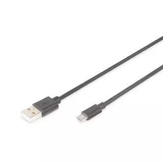 Digitus USB 2.0 kábel USB A hím USB micro B hímre, 2x árnyékolt, réz, 1m