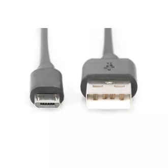 Digitus USB 2.0 kábel USB A hím USB micro B hímre, 2x árnyékolt, réz, 1m