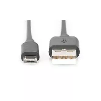 Digitus USB 2.0 kábel USB A hím USB micro B hímre, 2x árnyékolt, réz, 1m