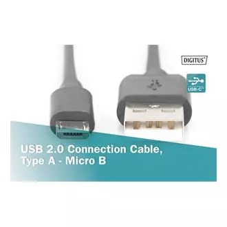 Digitus USB 2.0 kábel USB A hím USB micro B hímre, 2x árnyékolt, réz, 1m