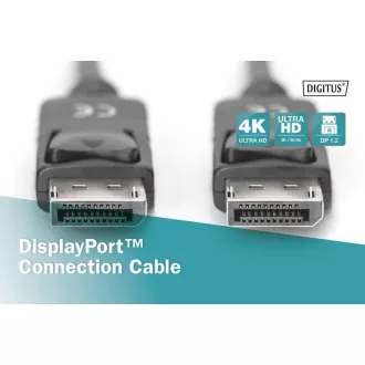 Digitus DisplayPort 1.2 csatlakozókábel, DP M/M, 2,0 m, reteszeléssel, Ultra HD 4K, bl