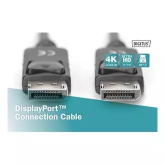 Digitus DisplayPort 1.2 csatlakozókábel, DP M/M, 2,0 m, reteszeléssel, Ultra HD 4K, bl
