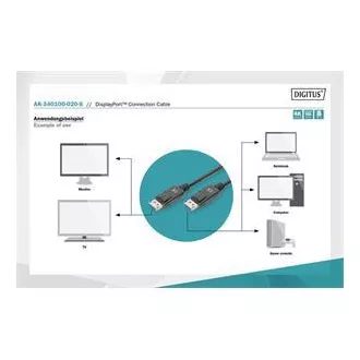 Digitus DisplayPort 1.2 csatlakozókábel, DP M/M, 2,0 m, reteszeléssel, Ultra HD 4K, bl