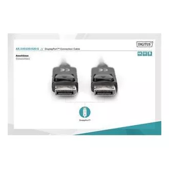 Digitus DisplayPort 1.2 csatlakozókábel, DP M/M, 2,0 m, reteszeléssel, Ultra HD 4K, bl