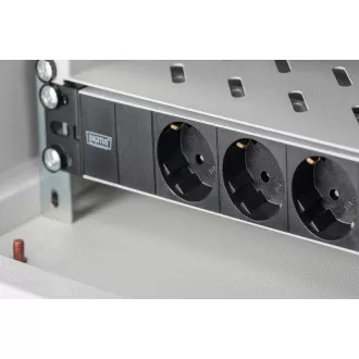 Digitus 1U alumínium PDU, 254 mm-es (10 ") rackbe szerelhető 3x biztonsági csap, 16A, 4000W, 250VAC 50/60 Hz Digitus 1U alumínium PDU, 254 mm-es (10 ") rackbe szerelhető 3x biztonsági csap, 16A, 4000W, 250VAC 50/60 Hz