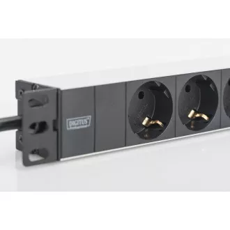 Digitus 1U alumínium PDU, 254 mm-es (10 ") rackbe szerelhető 3x biztonsági csap, 16A, 4000W, 250VAC 50/60 Hz Digitus 1U alumínium PDU, 254 mm-es (10 ") rackbe szerelhető 3x biztonsági csap, 16A, 4000W, 250VAC 50/60 Hz