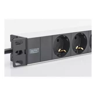 Digitus 1U alumínium PDU, 254 mm-es (10 ") rackbe szerelhető 3x biztonsági csap, 16A, 4000W, 250VAC 50/60 Hz Digitus 1U alumínium PDU, 254 mm-es (10 ") rackbe szerelhető 3x biztonsági csap, 16A, 4000W, 250VAC 50/60 Hz