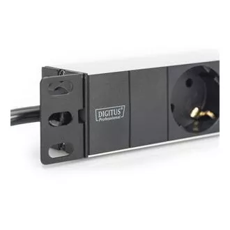 Digitus 1U alumínium PDU, 254 mm-es (10 ") rackbe szerelhető 3x biztonsági csap, 16A, 4000W, 250VAC 50/60 Hz Digitus 1U alumínium PDU, 254 mm-es (10 ") rackbe szerelhető 3x biztonsági csap, 16A, 4000W, 250VAC 50/60 Hz